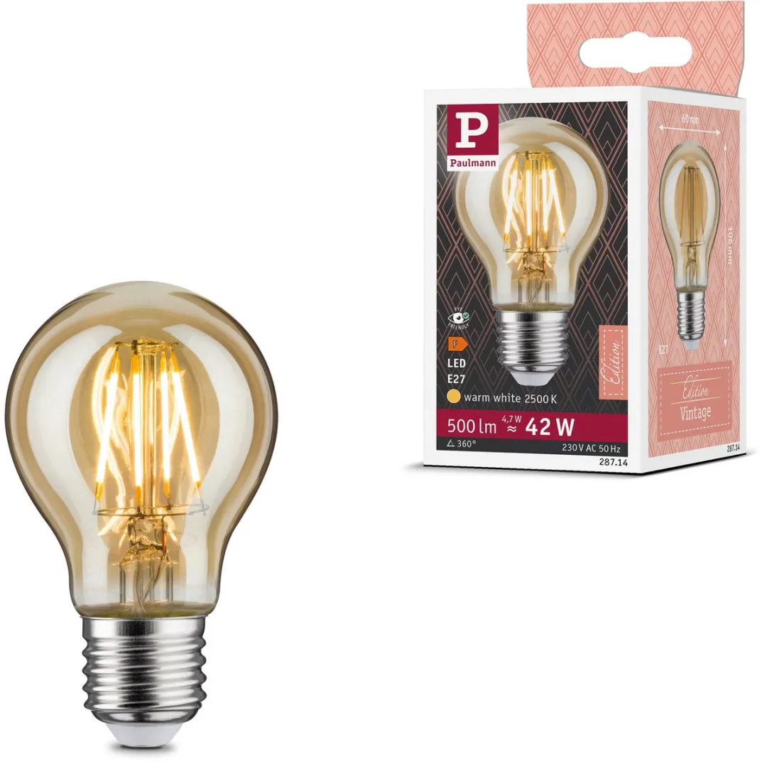Paulmann Vintage Edition LED-gloeilamp E27 500lm 4,7W Goud