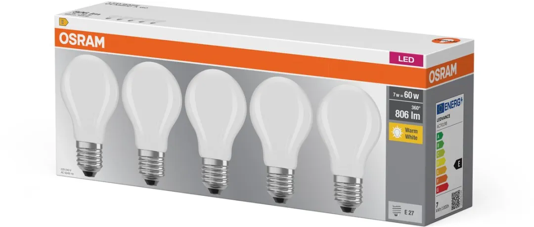 Osram LED Classic A60 E27 6,5W 806lm Warm Wit - 5 Stuks - afbeelding 6 van 6