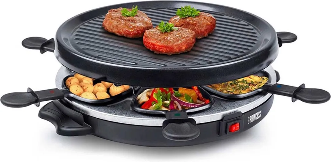 Princess Raclette Grill Party 162725 - 6 Personen - 800W - Zwart