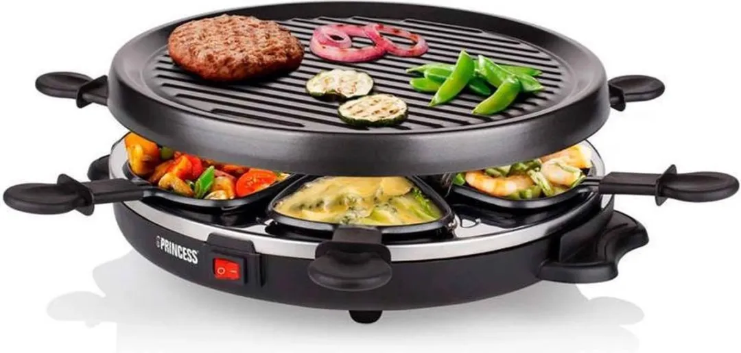 Princess Raclette Grill Party 162725 - 6 Personen - 800W - Zwart