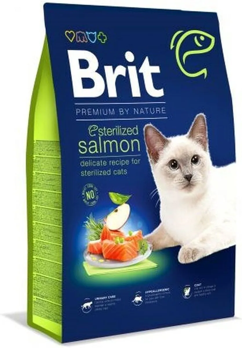 Kattenvoer Brit PREMIUM BY NATURE STERILIZED Volwassen Zalm Pauw 1,5 Kg