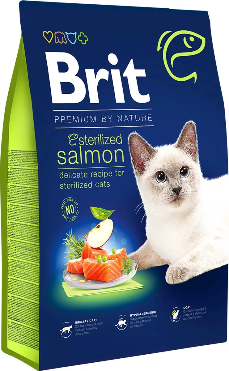 Kattenvoer Brit PREMIUM BY NATURE STERILIZED Volwassen Zalm Pauw 1,5 Kg