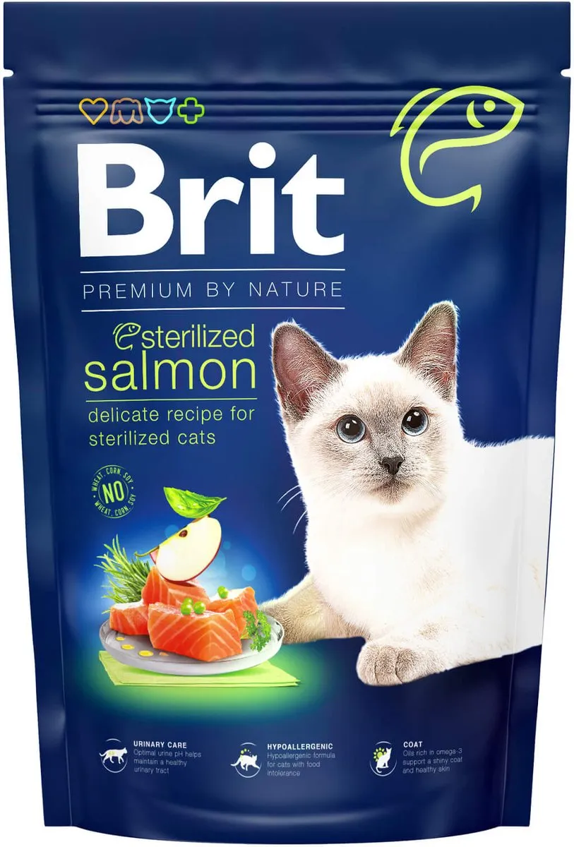 Kattenvoer Brit PREMIUM BY NATURE STERILIZED Volwassen Zalm Pauw 1,5 Kg