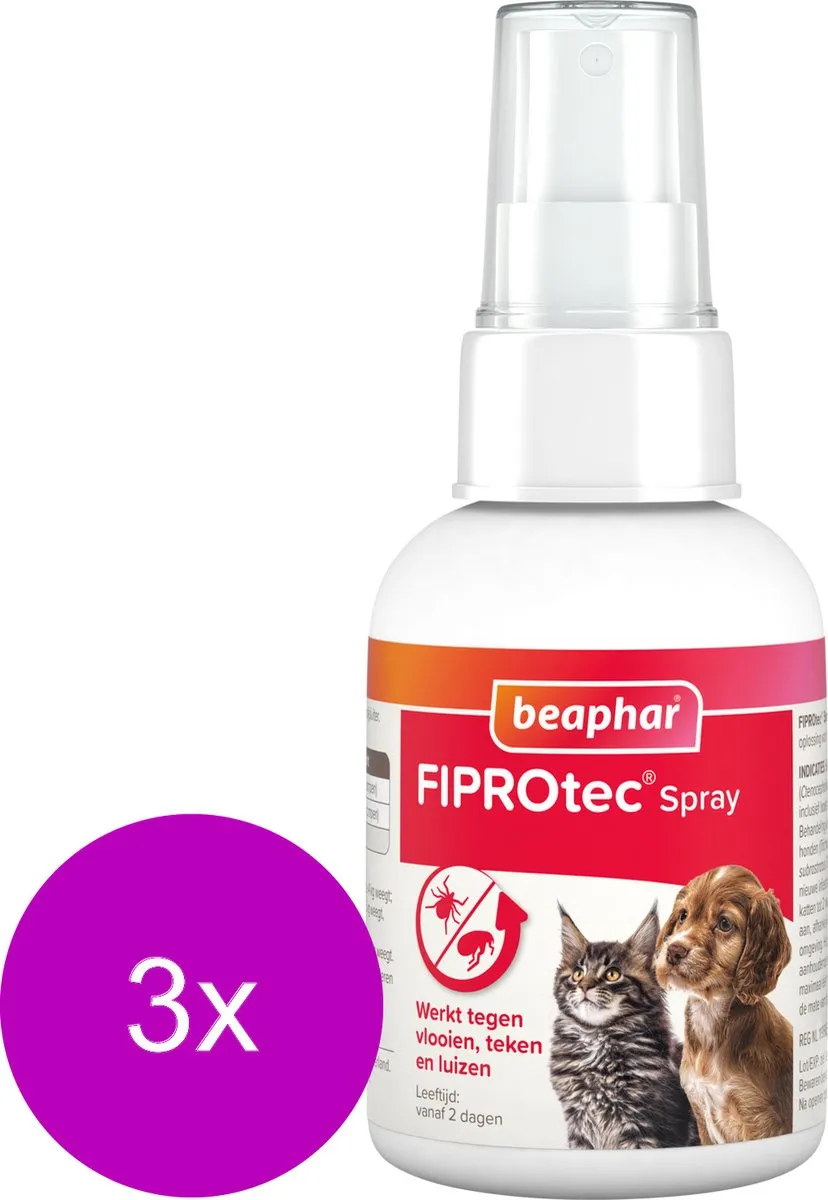 Beaphar Fiprotec Anti Vlooien & Teken Spray 3x100ml