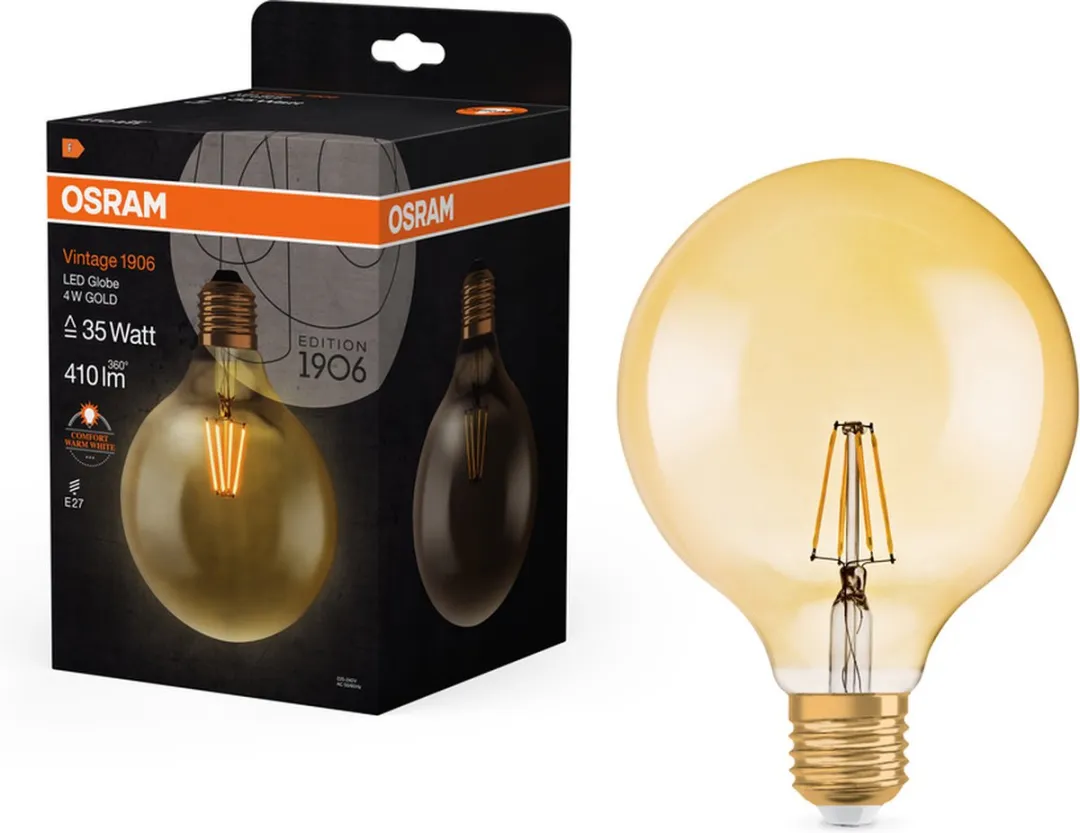 Osram Vintage 1906 Classic Globe125 - 4W 410lm - Helder - afbeelding 6 van 6