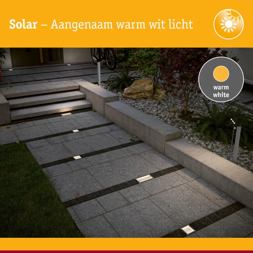 Paulmann Solar LED Grondinbouwlamp Cube IP67 2700K - Edelstaal - afbeelding 6 van 6