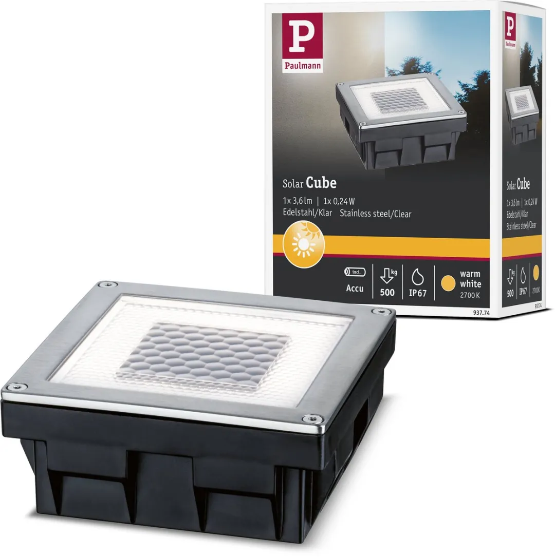 Paulmann Solar LED Grondinbouwlamp Cube IP67 2700K