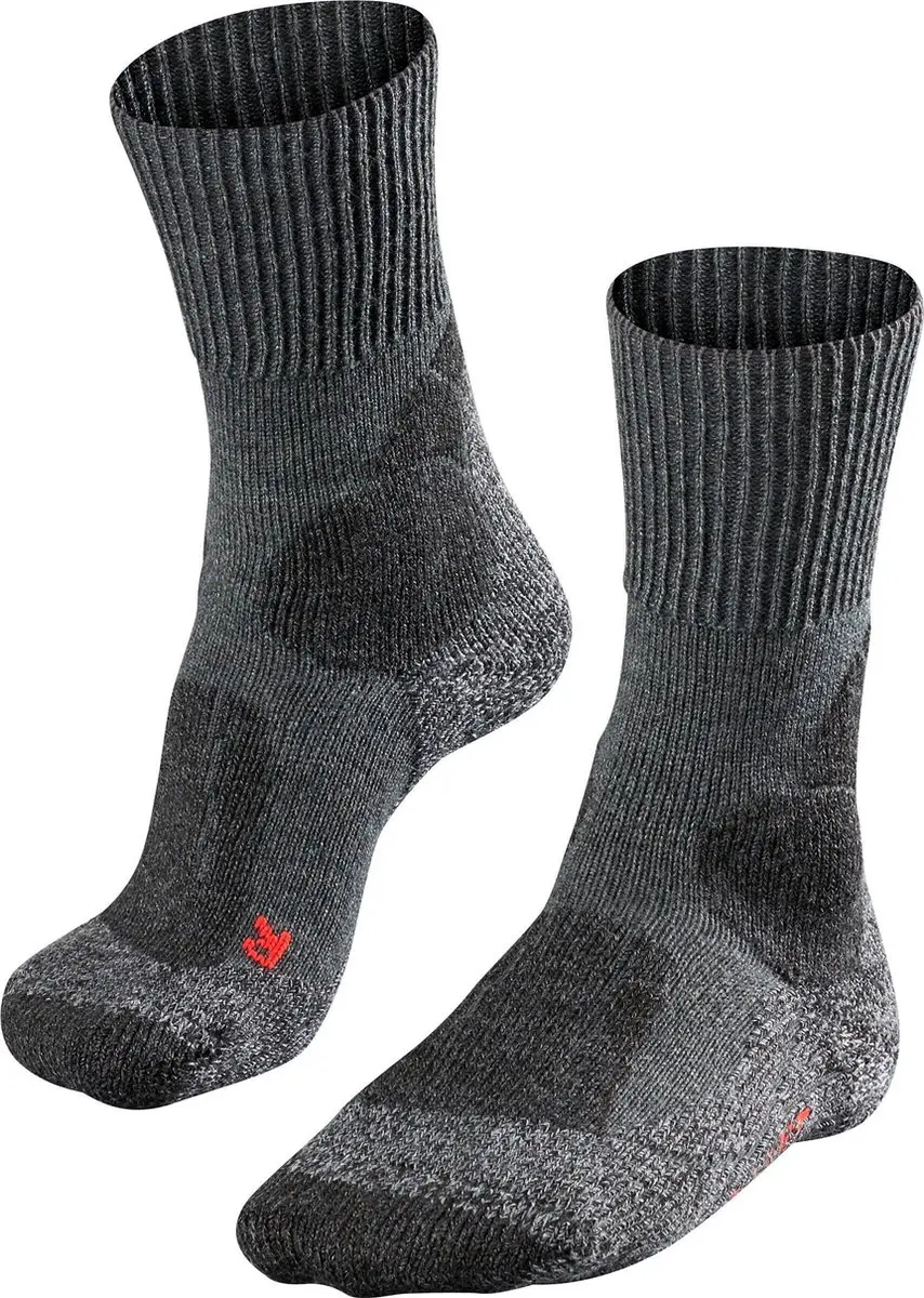 FALKE TK1 anti-blaar dik wol functioneel materiaal wandelsokken heren grijs