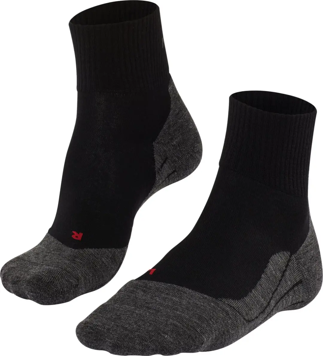 FALKE TK5 Wool Short Wandelsokken anti blaren, lichte padding merinowol sportsokken heren zwart - Maat 39-41