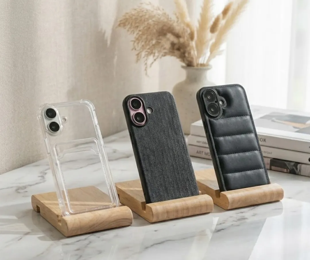 NUVEX iPhone 16 Plus Hoesje Set - Grijs/Zwart - Kaartvak