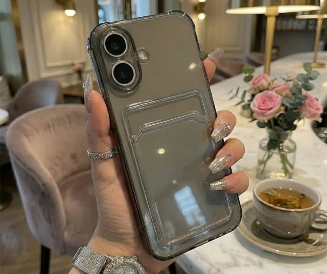 NUVEX iPhone 16 Plus Hoesje Set - Grijs/Zwart - Kaartvak - afbeelding 6 van 6