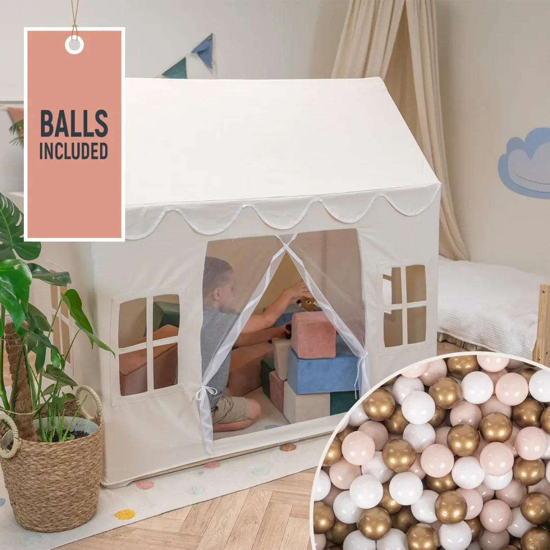 KiddyMoon Speelhuis Kinderkamer - 200 Ballen - Pastel Beige/Wit/Goud