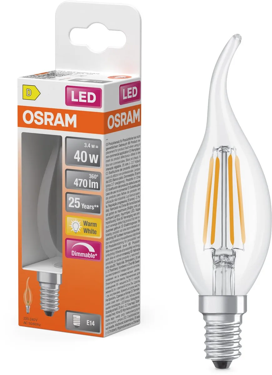 Osram Superstar Classic BA40 LED Lamp 3,4W - 470lm Warm Wit