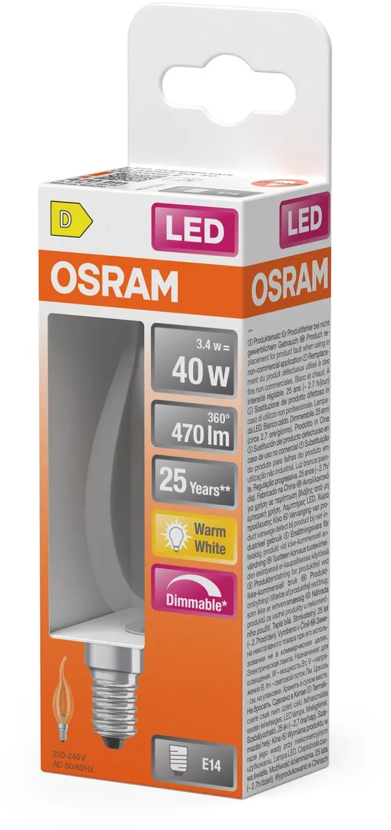 Osram Superstar Classic BA40 LED Lamp 3,4W - 470lm Warm Wit