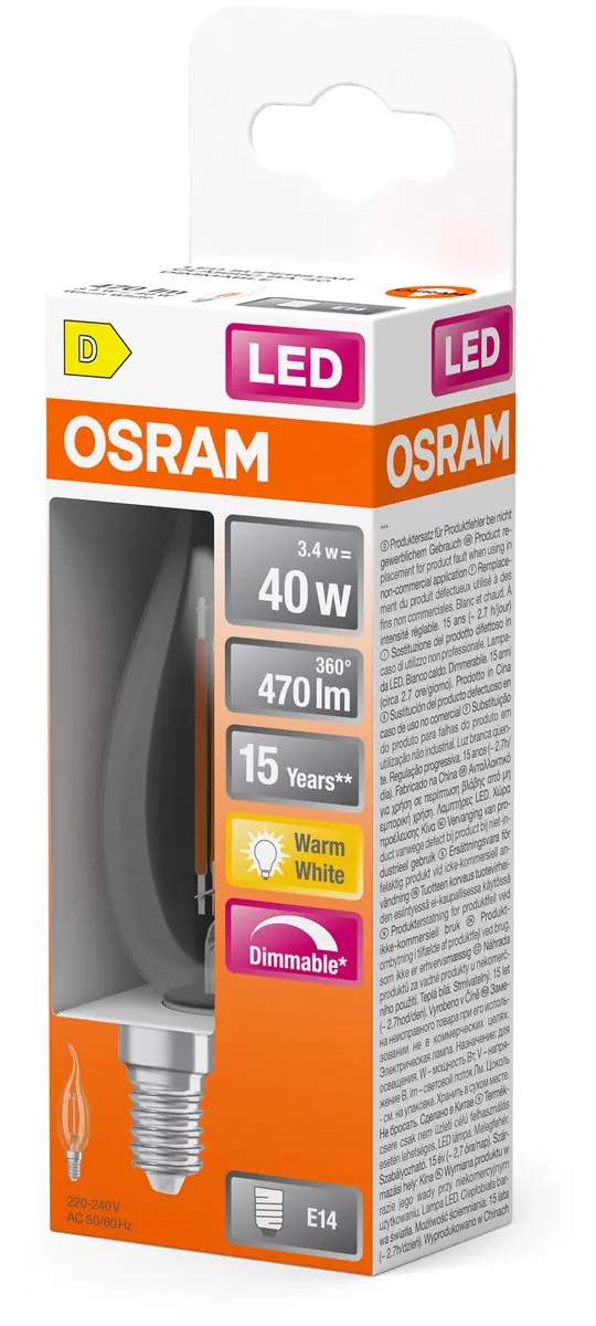 Osram Superstar Classic BA40 LED Lamp 3,4W - 470lm Warm Wit