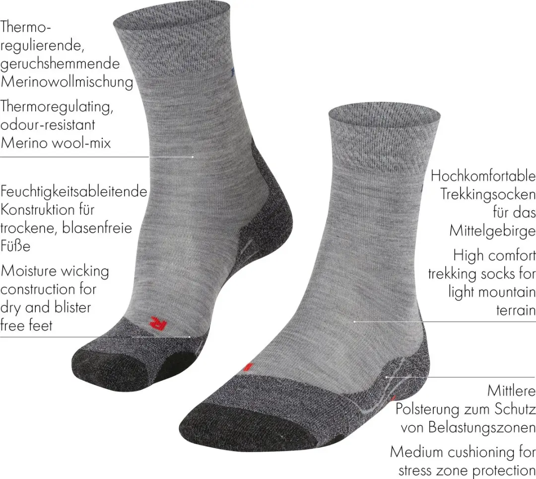 Falke TK2 Melange Wandelsok Heren - Grijs 42-43 - afbeelding 4 van 6