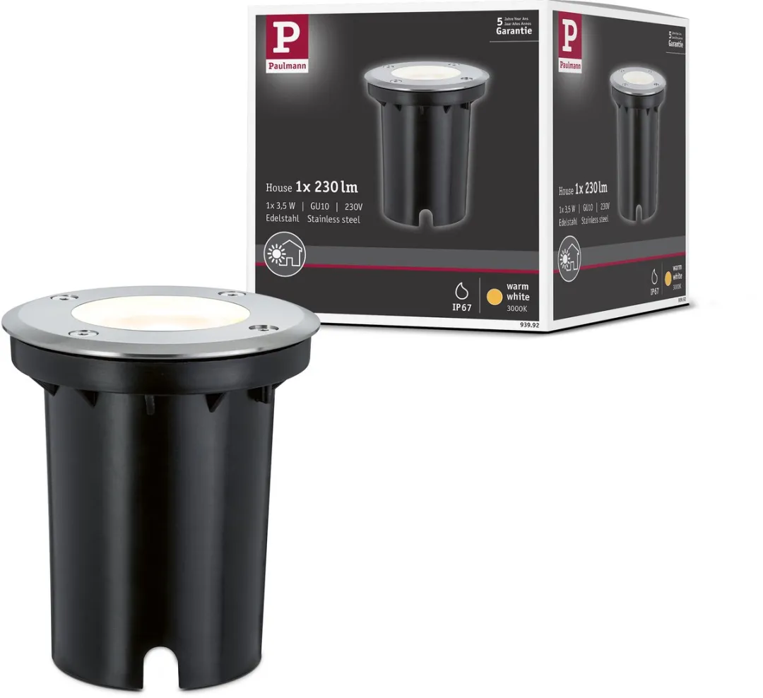 Paulmann LED Grondinbouwlamp IP67 3000K 3,5W - Edelstaal