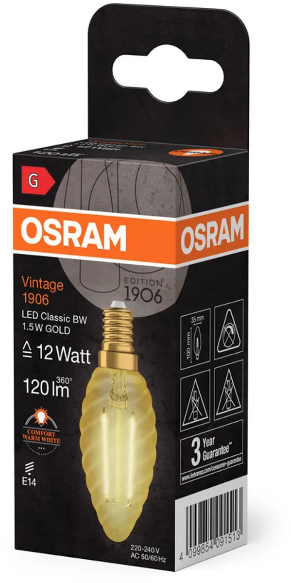 Osram Ledvance Vintage 1906 LED E14 Kaars Goud 1.5W