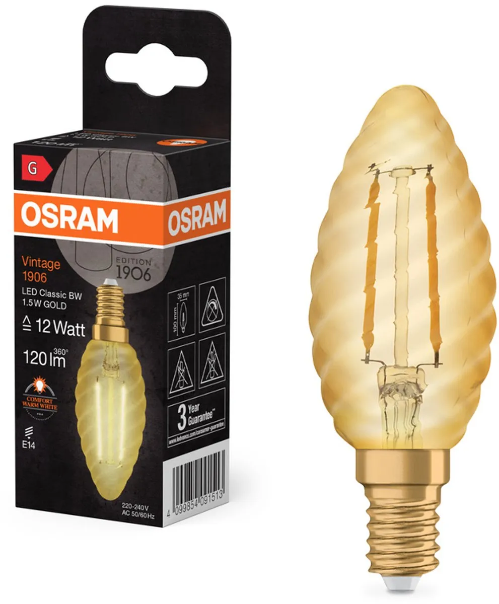 Osram Ledvance Vintage 1906 LED E14 Kaars Goud 1.5W