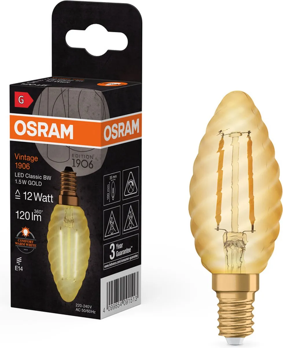 Osram Ledvance Vintage 1906 LED E14 Kaars Goud 1.5W