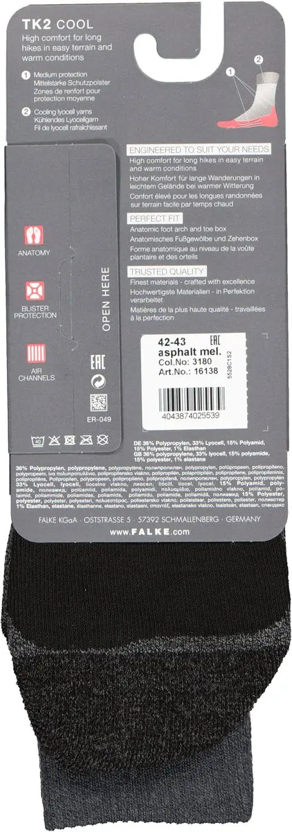Falke TK2 Cool Heren Wandelsokken - Grijs - afbeelding 3 van 6