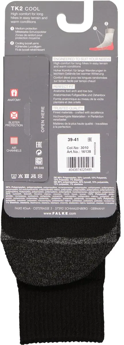 Falke TK2 Cool Wandelsokken Heren - Zwart - 42-43 - afbeelding 3 van 6