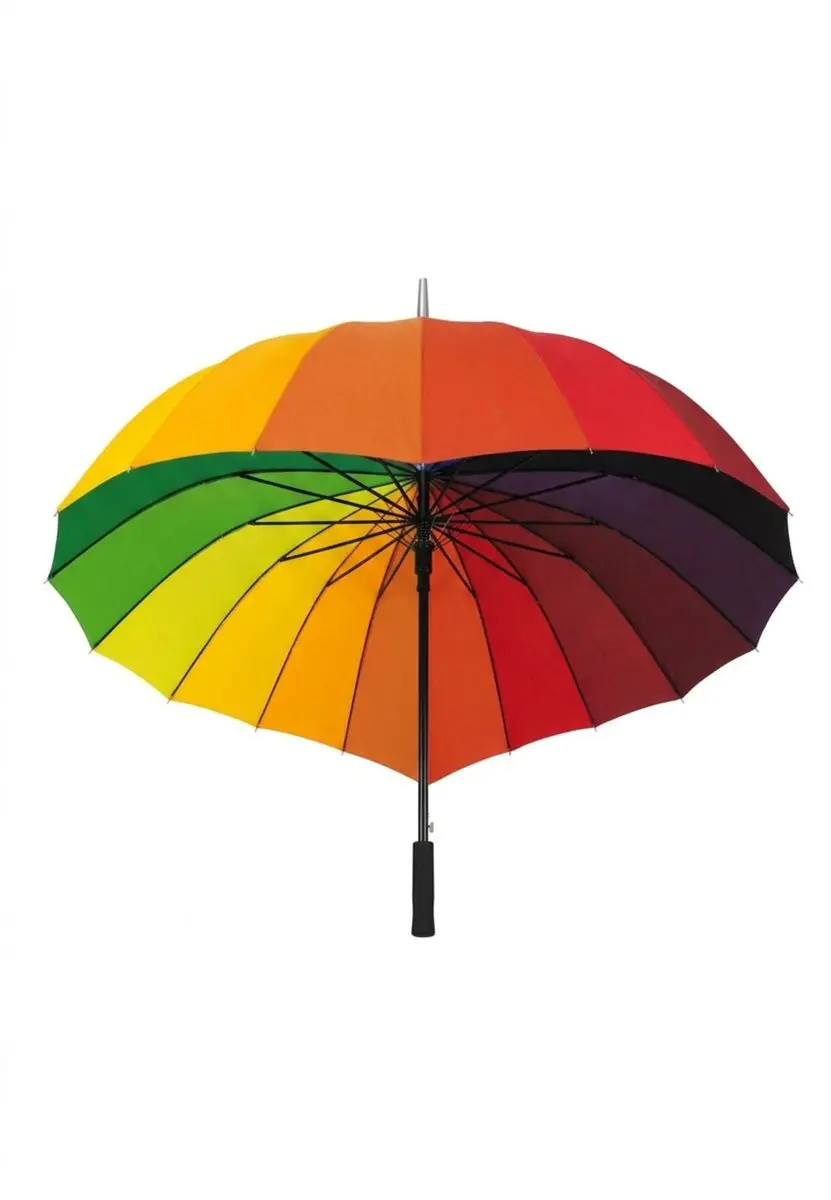 Regenboog paraplu in de vorm van een hartje