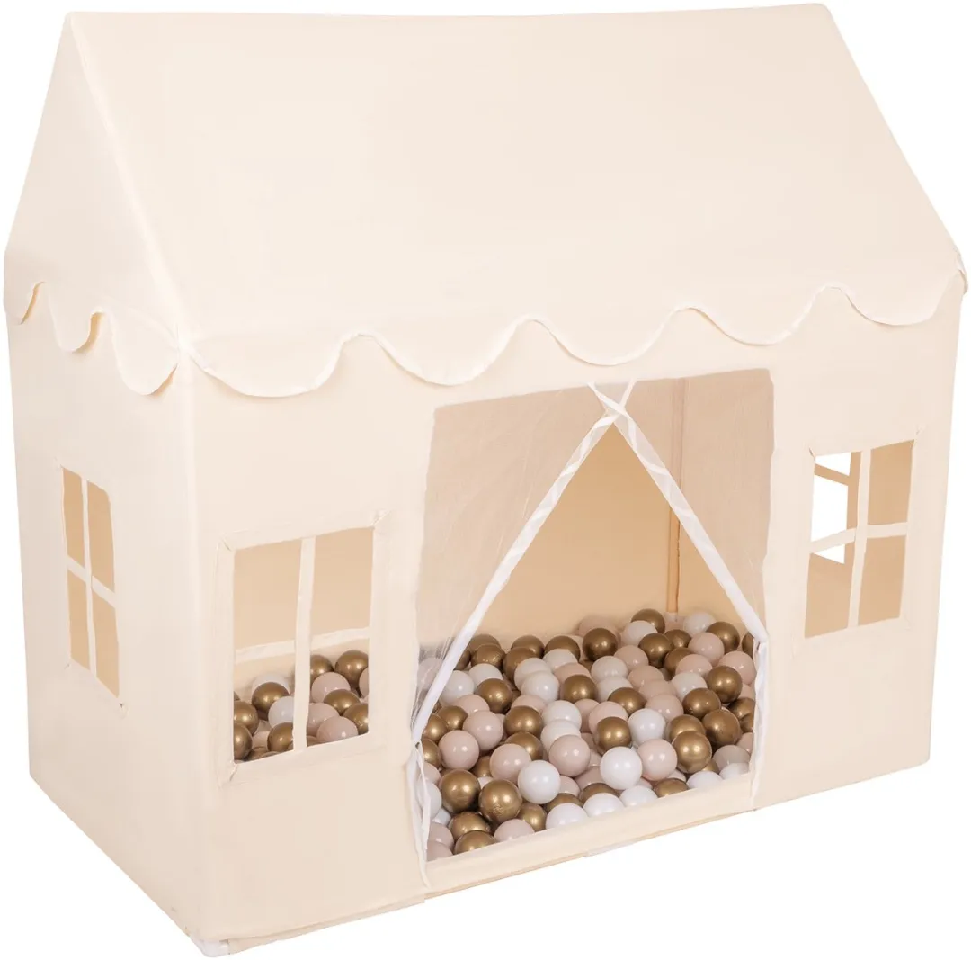 KiddyMoon Speelhuis Kindertent 300 Ballen - Pastel Beige/Wit/Goud