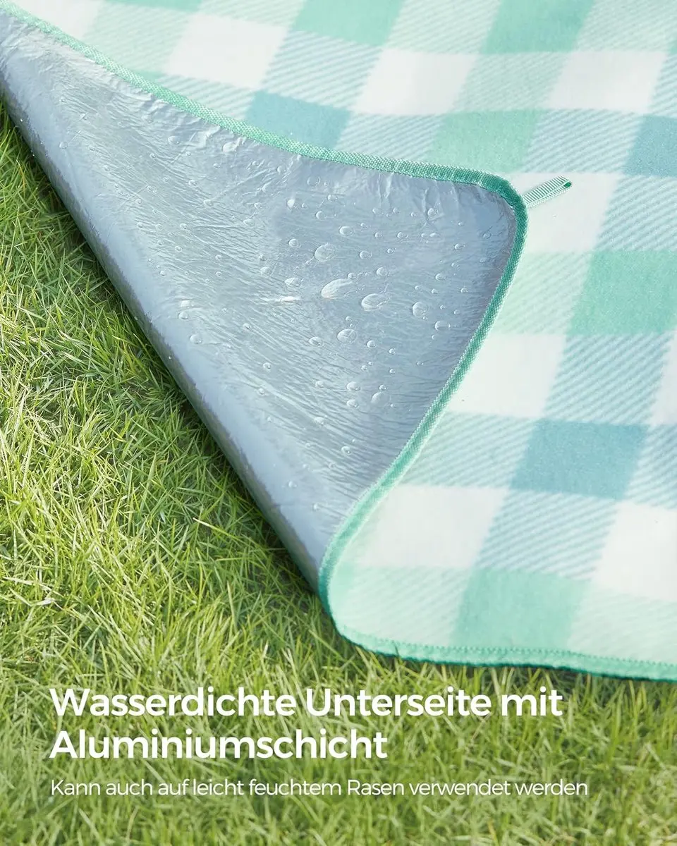 Songmics Picknickdeken 200x200cm - Groen-Wit - afbeelding 4 van 6