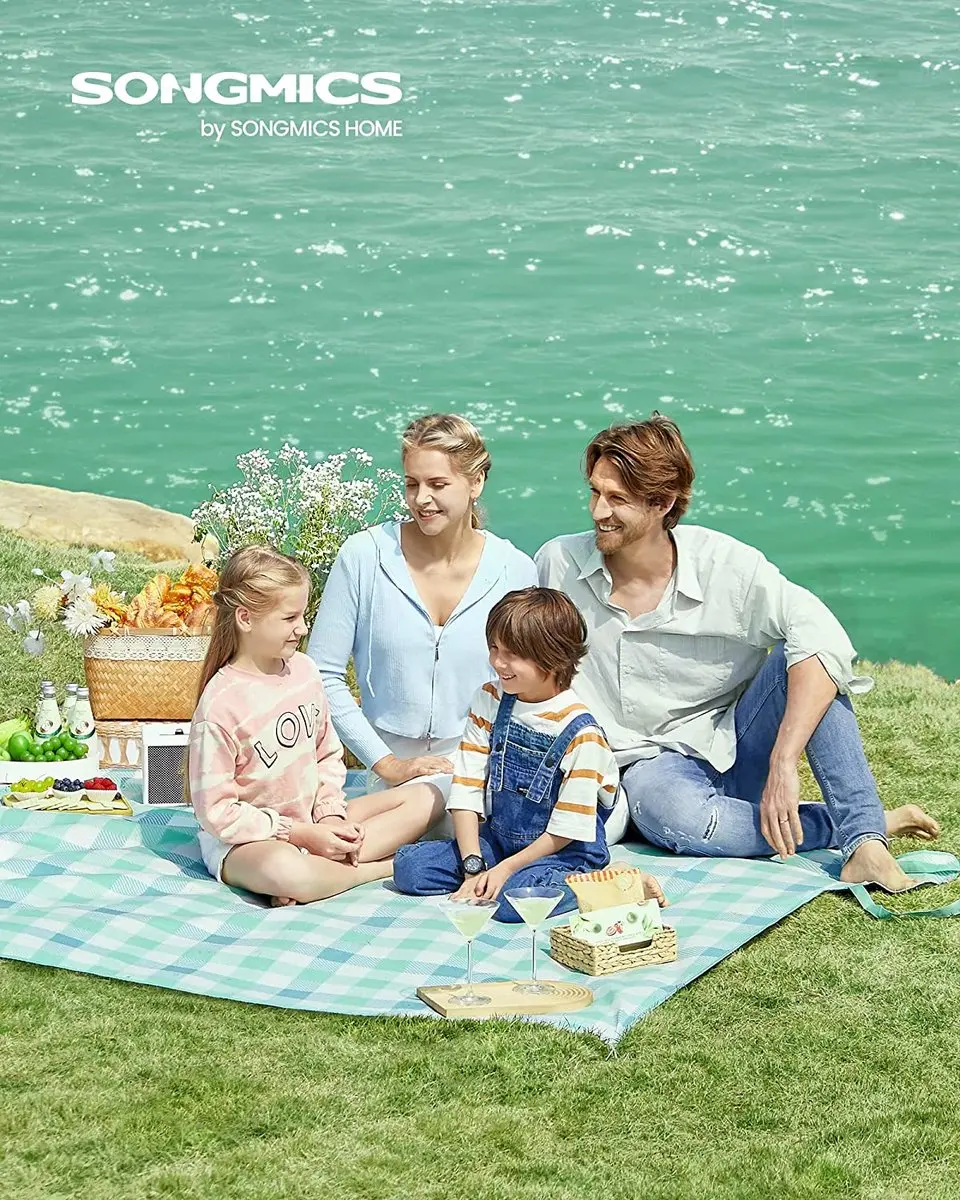 Songmics Picknickdeken 200x200cm - Groen-Wit - afbeelding 3 van 6