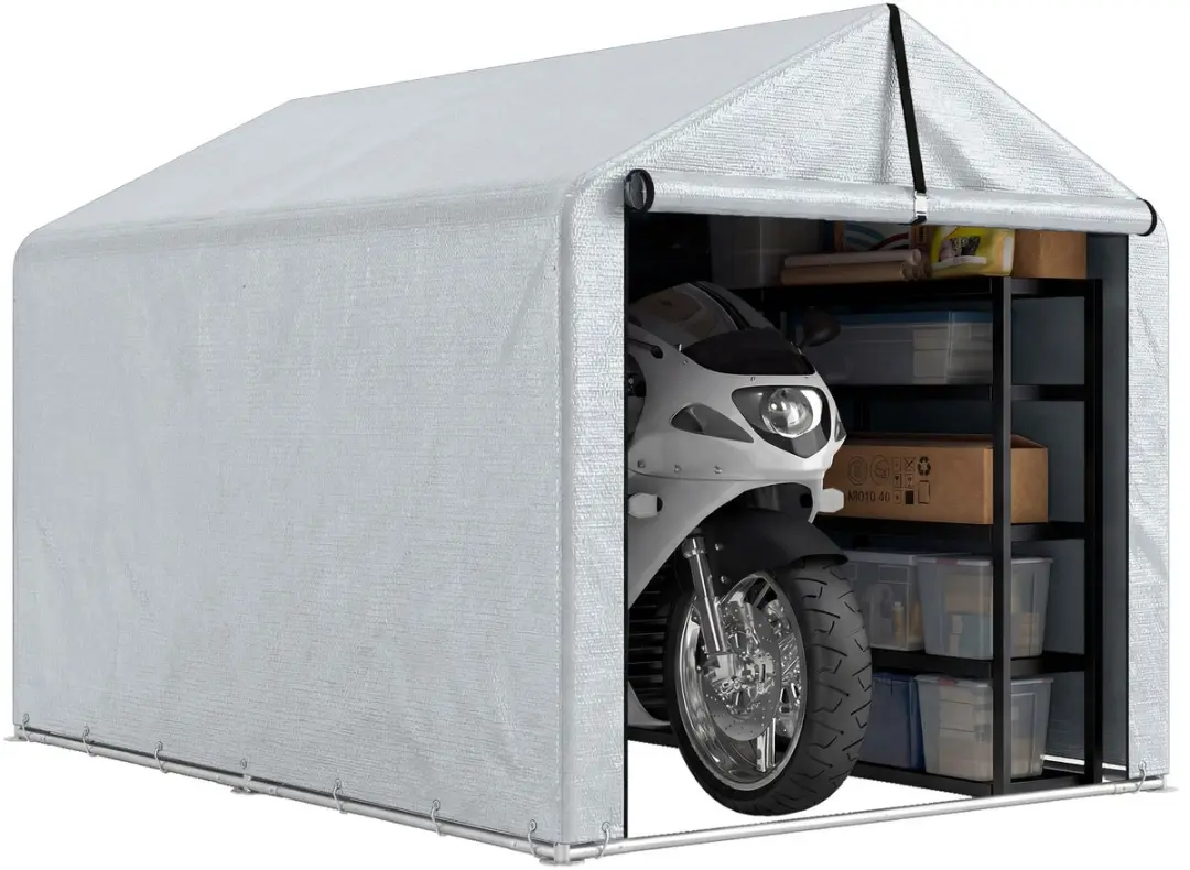 Outsunny Garden Storage Tent-PE, Galvanisierter Stahl-162L x 221,5B x 163H cm-He