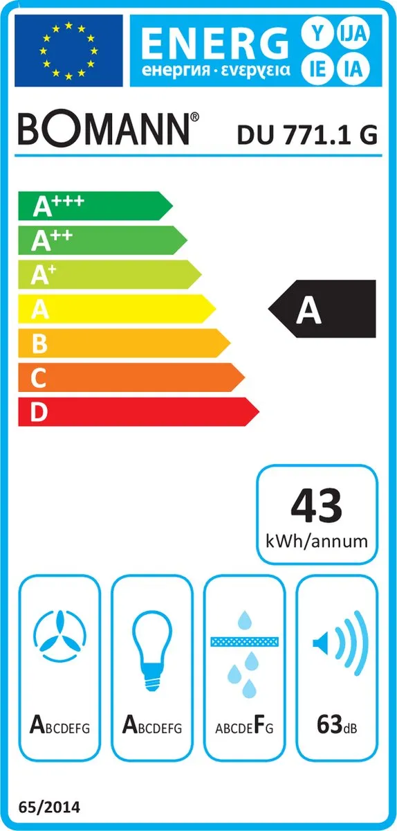 Bomann DU 771 G Afzuigkap 604 m³/u - Muurmontage - 150mm - Zwart/Zilver
