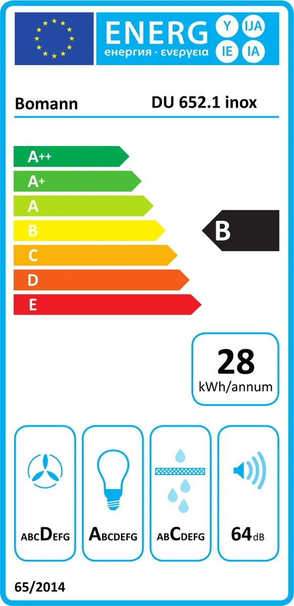 Bomann DU 652.1 IX Afzuigkap - 339 m³/u - RVS