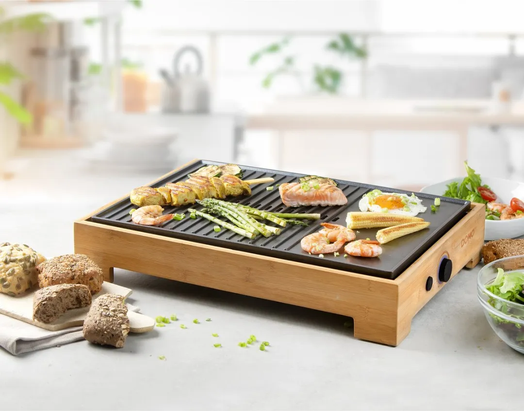 Domo DO9271G Plancha Grill 1800W - 8 Personen - Bamboe - afbeelding 6 van 6