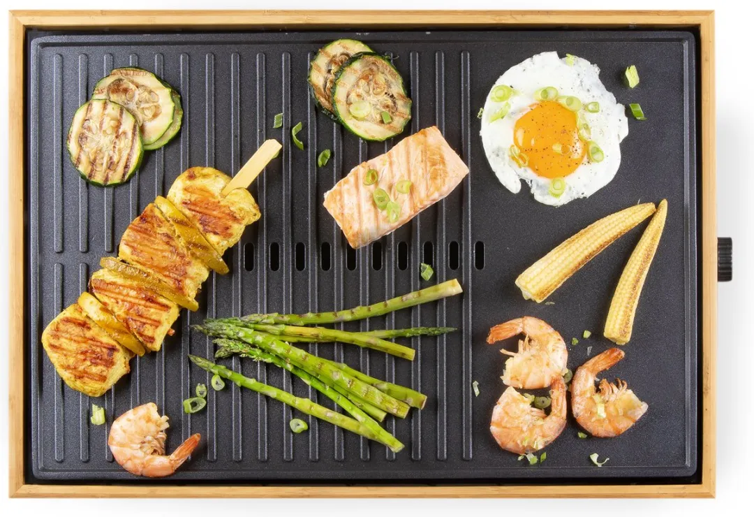 Domo DO9271G Plancha Grill 1800W - 8 Personen - Bamboe