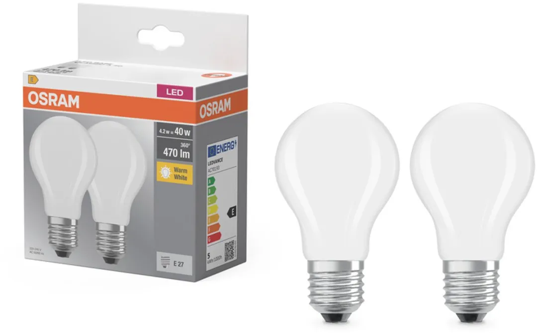 Osram AC32355 LED-lamp Warm wit 4W E27 - 2 Stuks