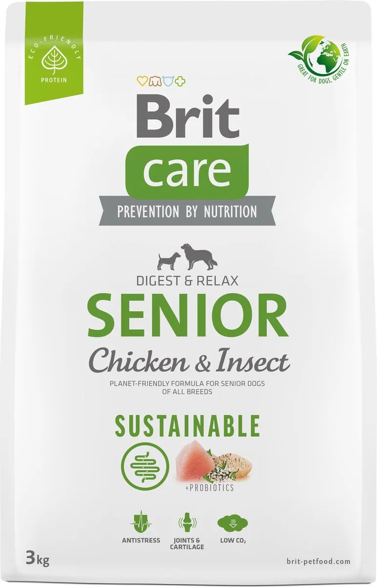 Brit Care Sustainable Senior Kip & Insecten Hondenvoer 12kg