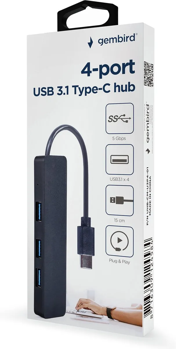 Gembird UHB-CM-U3P4-01 USB 3.1 Hub 5 Poorten