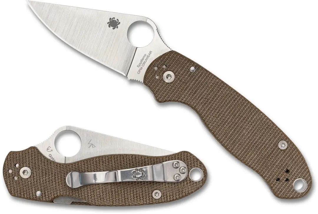 Spyderco Para 3 Brown Canvas Micarta CPM CRU-WEAR