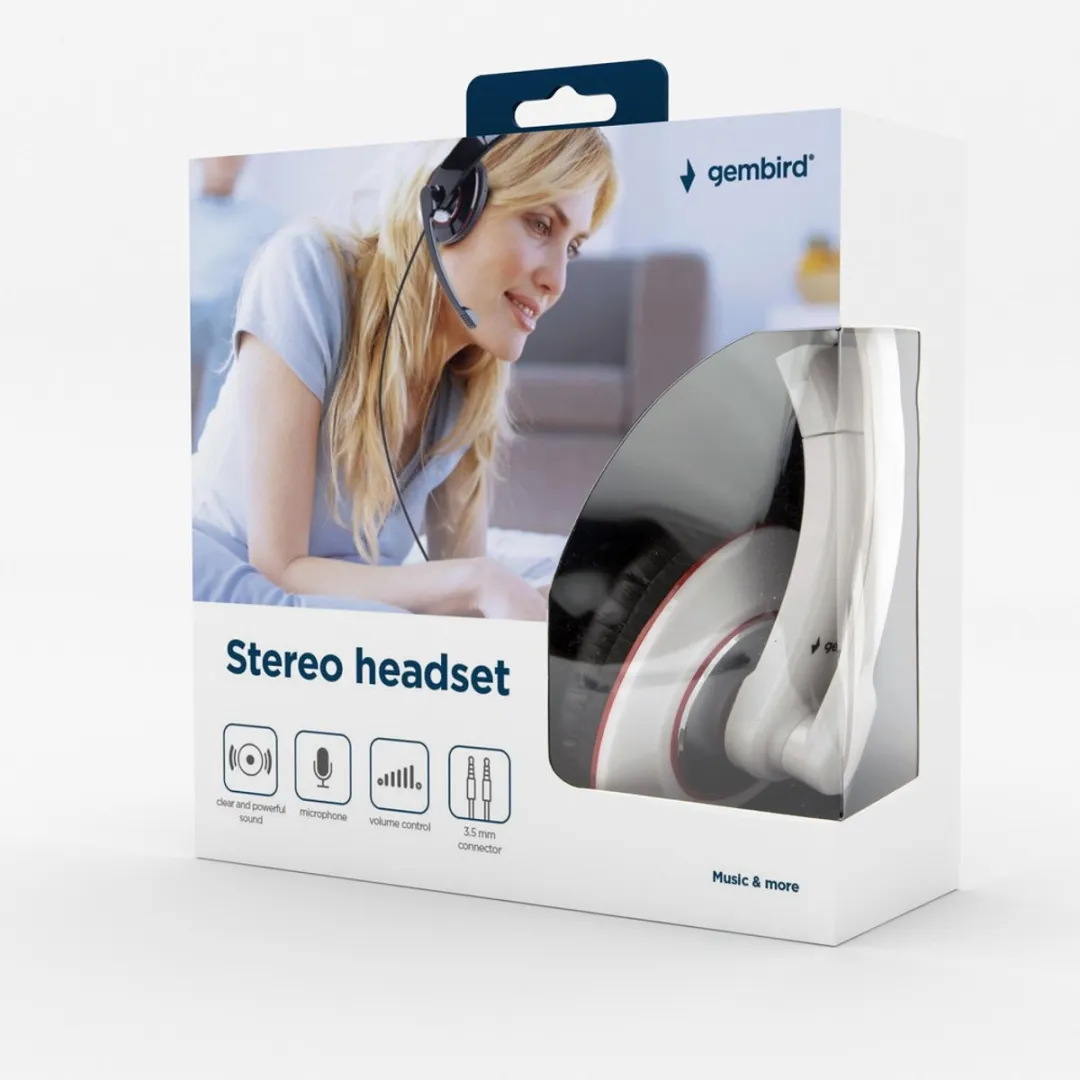 Gembird MHS-001-GW Koptelefoon - Glossy wit