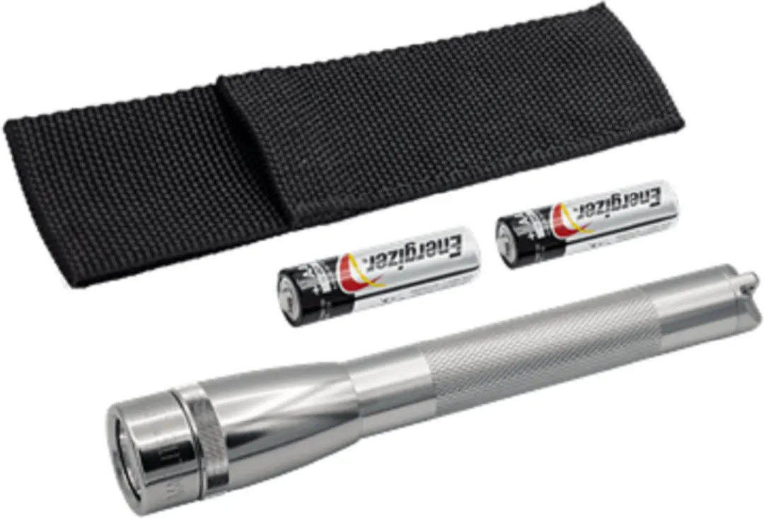 Mini Maglite LED zilver met riemholster incl batterijen