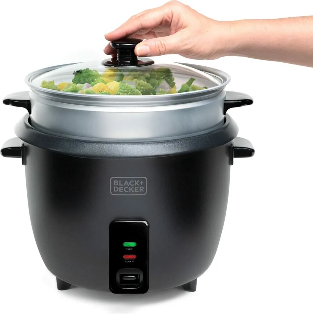 BLACK+DECKER BXRC1800E Rijstkoker 1,8L - 700W - Stoommand Zwart