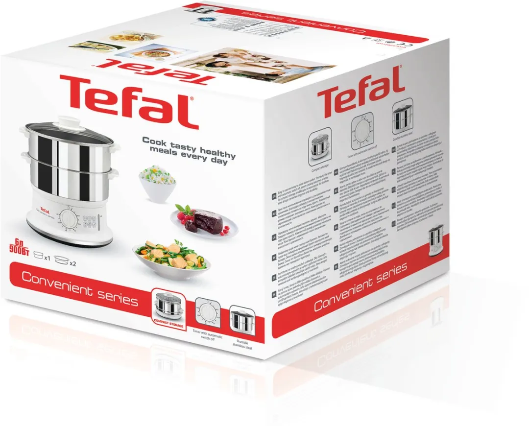 Tefal Convenient VC145100 Stoomkoker 2 Manden - 900W - Wit/Roestvrijstaal