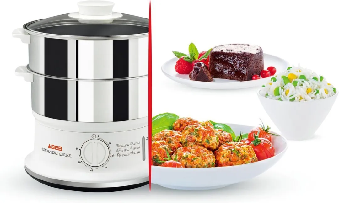 Tefal Convenient VC145100 Stoomkoker 2 Manden - 900W - Wit/Roestvrijstaal