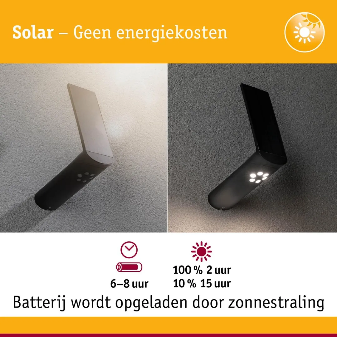 Paulmann Ilias Solar LED Wandarmatuur - 3000K 57lm Antraciet