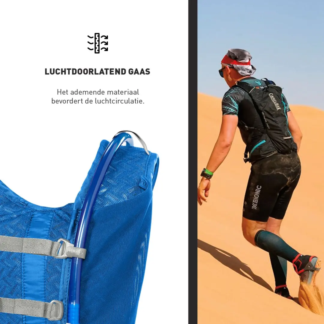 CamelBak Dart Drinkzak - 2 L - Ultralicht Materiaal - Ademend Mesh - Reflecterend - Hardloopvest - Drinkhouder - Lichtgewicht - Inclusief Crux 1,5 L reservoir - Verstelbare Schouderbanden en Borstriem - Blauw - afbeelding 5 van 6
