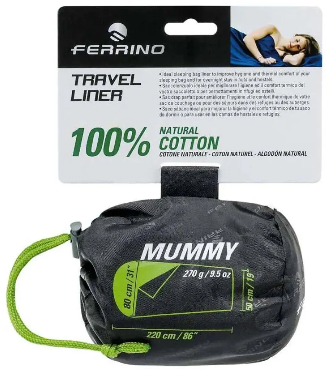 Ferrino Travel Mummy Slaapzaklaken - 220x80cm - Wit - afbeelding 3 van 3