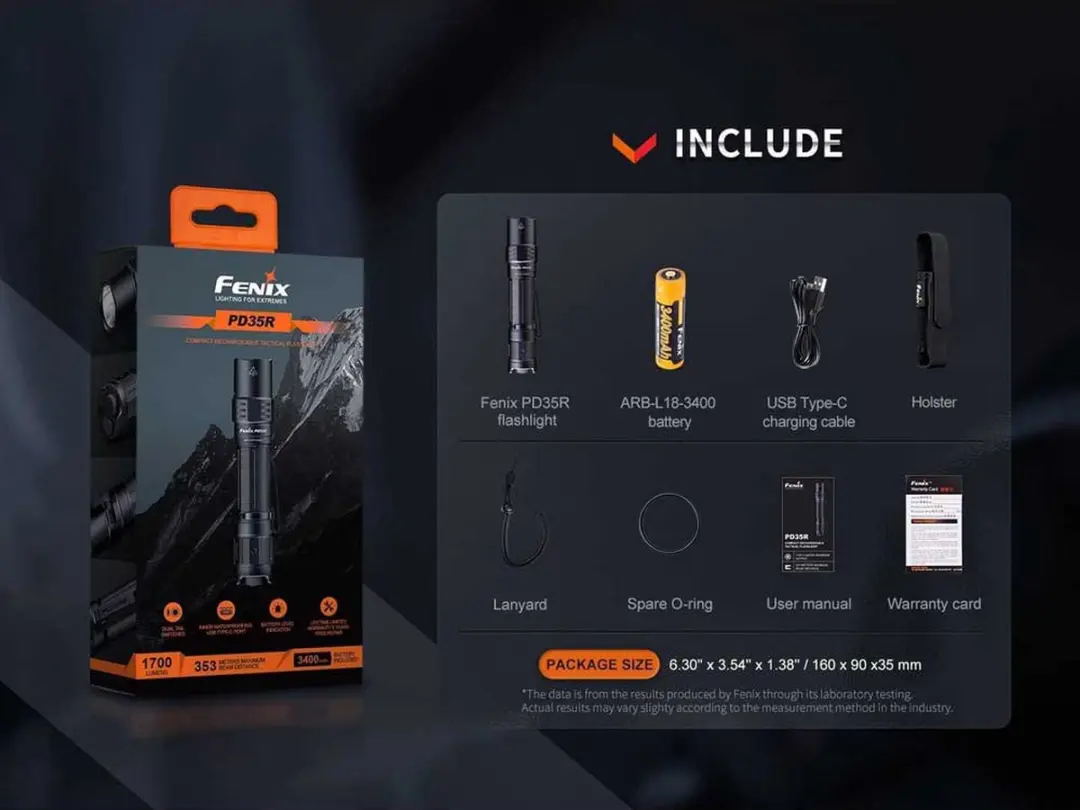 Fenix PD35R Zaklamp - 1700 lumen - afbeelding 3 van 6