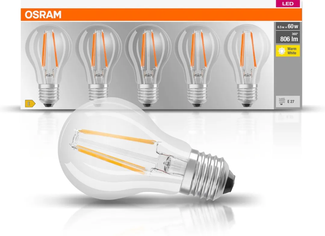 Osram LED Classic A60 E27 7W 806lm Warm Wit - 5 Stuks