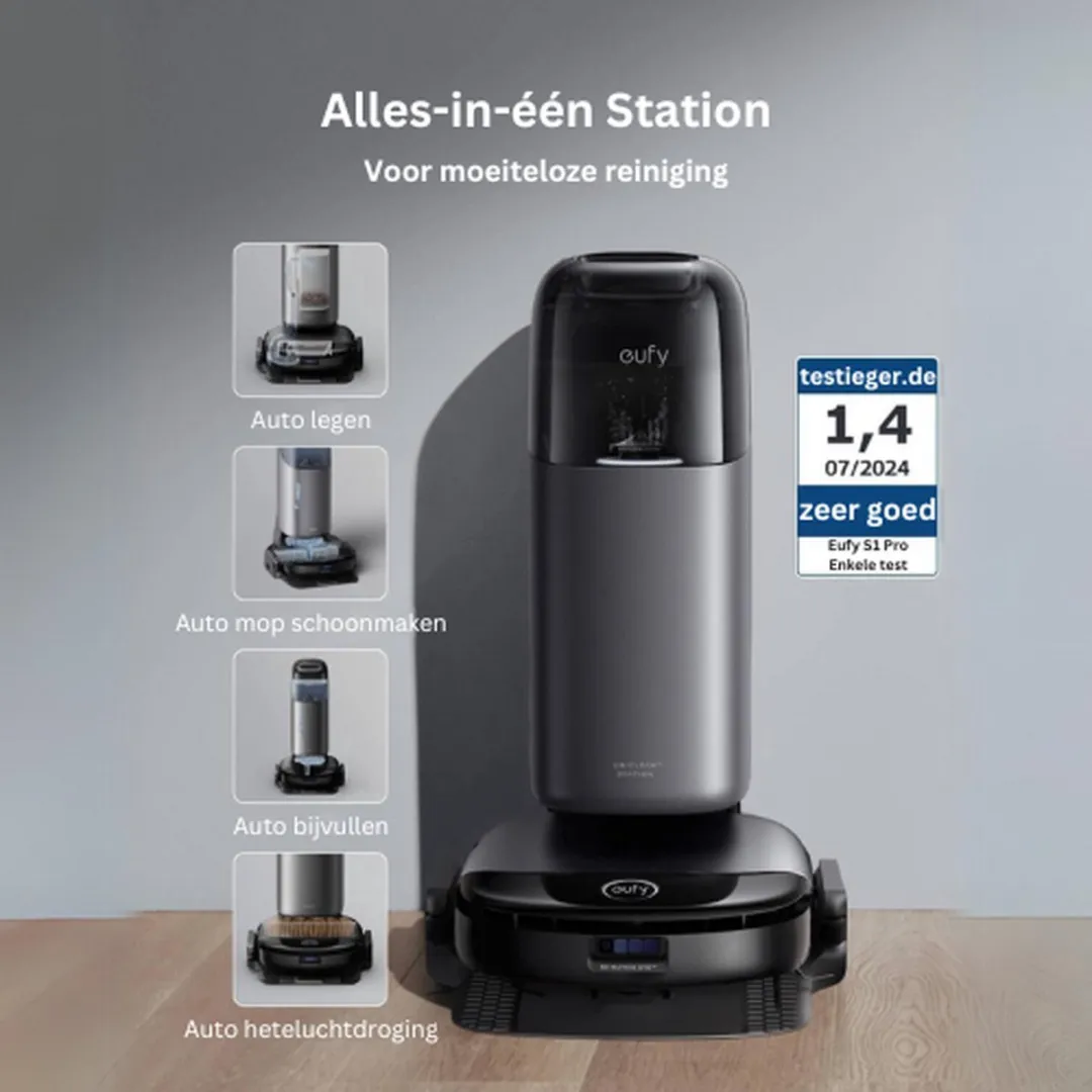 Eufy Clean S1 Pro Robotstofzuiger T2080GA1 - 8.000 Pa - Zwart